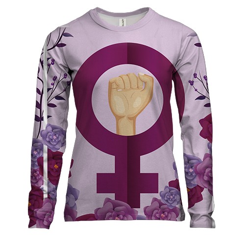 Женский 3D лонгслив со знаком феминизма