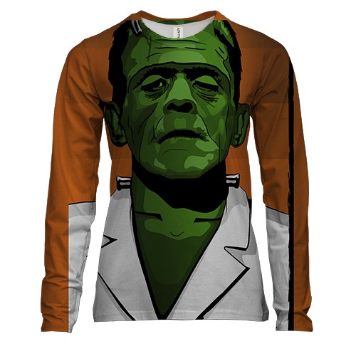 Женский 3D лонгслив с зеленым зомби