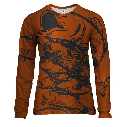 Женский 3D лонгслив с морскими рыбами