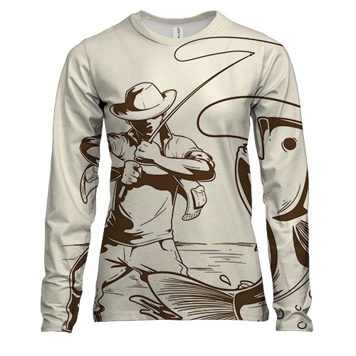 Женский 3D лонгслив с песочным рыбаком