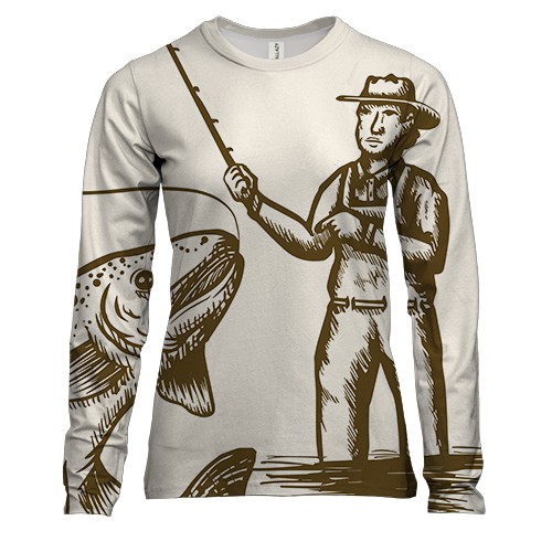 Женский 3D лонгслив с песочным рыбаком (2)