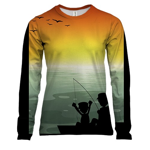 Женский 3D лонгслив с вечерней рыбалкой