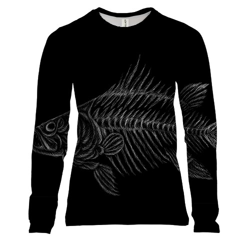 Женский 3D лонгслив с контуром рыбки