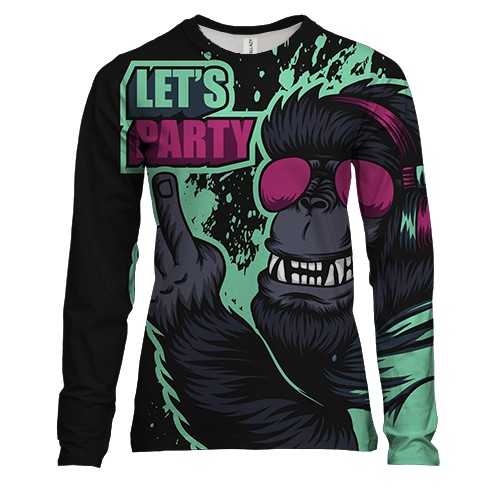 Женский 3D лонгслив Lets party monkey