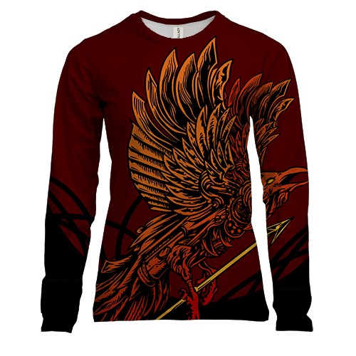 Женский 3D лонгслив с крылатой птицей