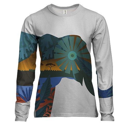 Женский 3D лонгслив со слоном в джунглях