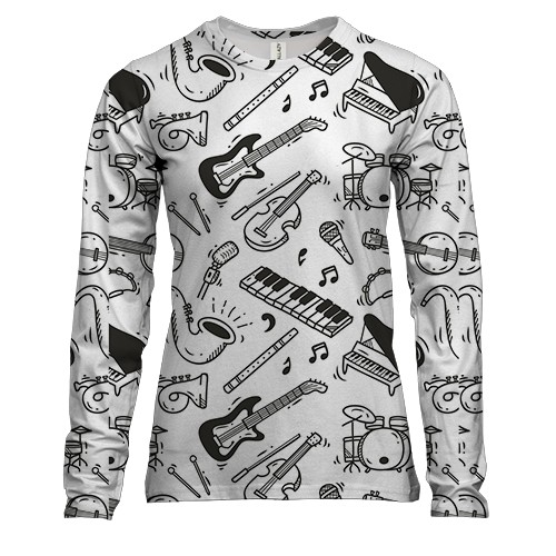 Жіночий 3D лонгслів з маленькими музичними інструментами