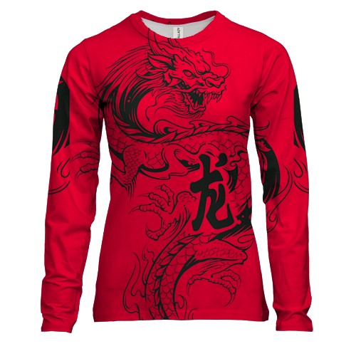 Женский 3D лонгслив с большим китайским драконом