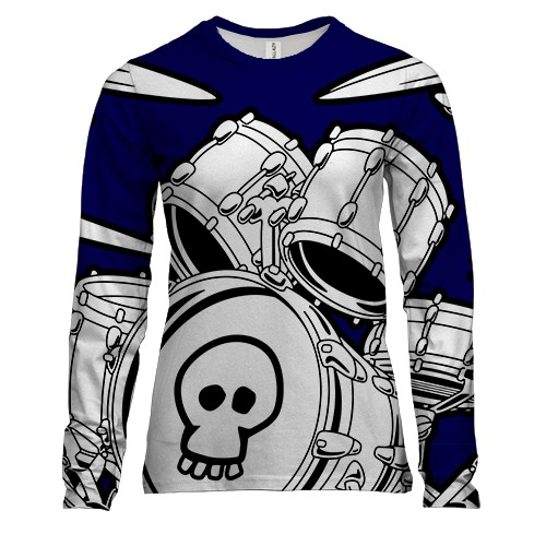 Женский 3D лонгслив с белыми барабанами