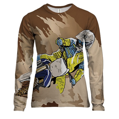 Женский 3D лонгслив с песчаным мотоциклистом