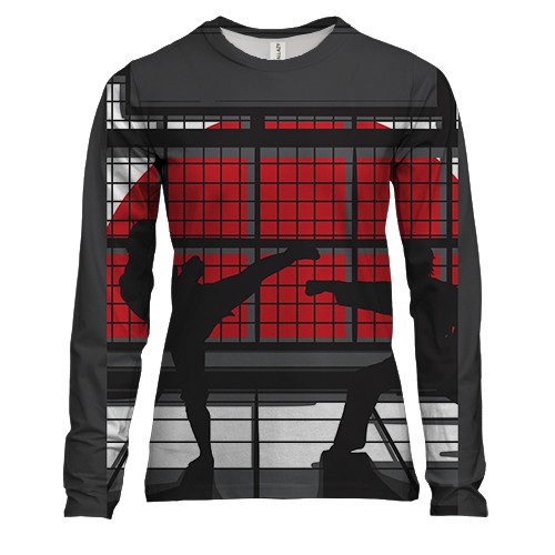 Женский 3D лонгслив с японскими борцами