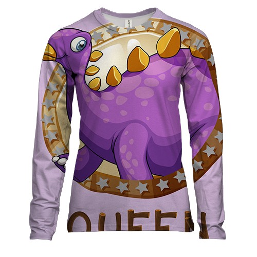 Женский 3D лонгслив с королевой динозавром