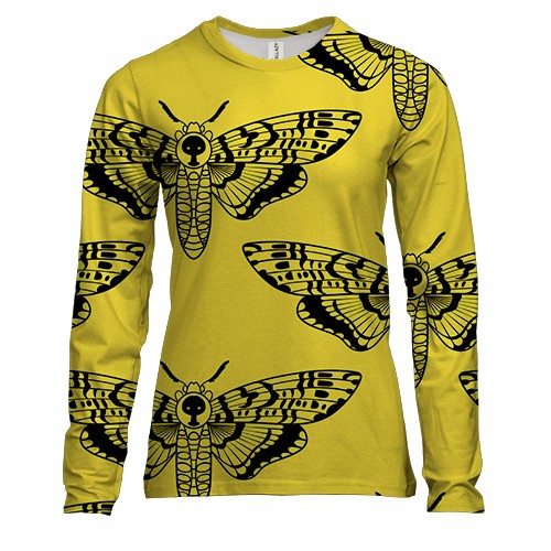 Женский 3D лонгслив с черными цикадами