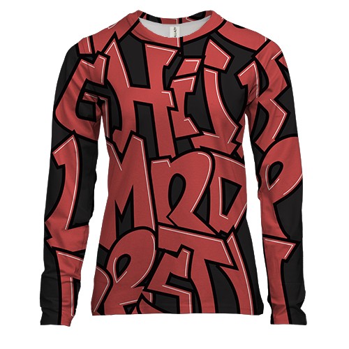 Жіночий 3D лонгслів з червоним графіті