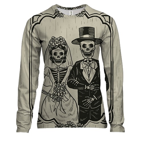 Жіночий 3D лонгслів зі скелетами молодятами