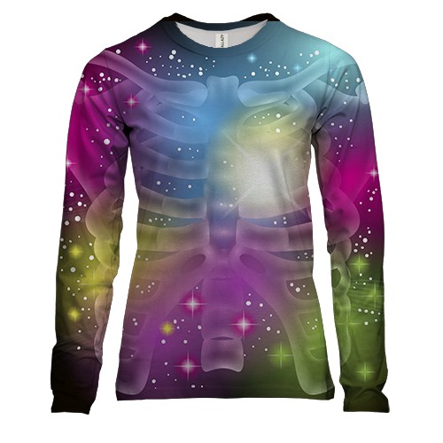 Женский 3D лонгслив со скелетом торса