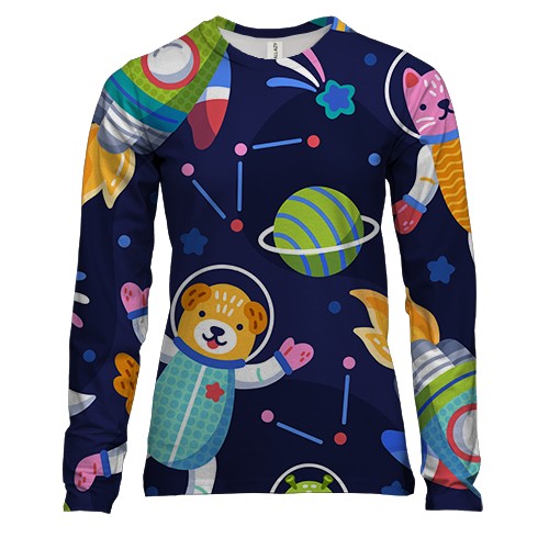 Жіночий 3D лонгслів з білкою і стрілкою в космосі