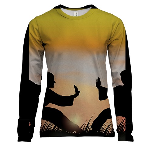 Жіночий 3D лонгслів зі східними бійцями