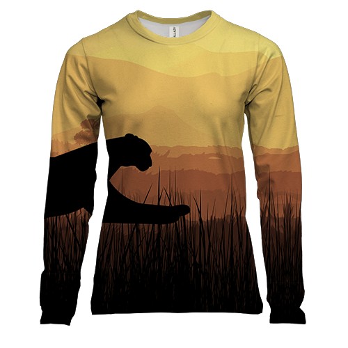 Женский 3D лонгслив с вечерней саваной