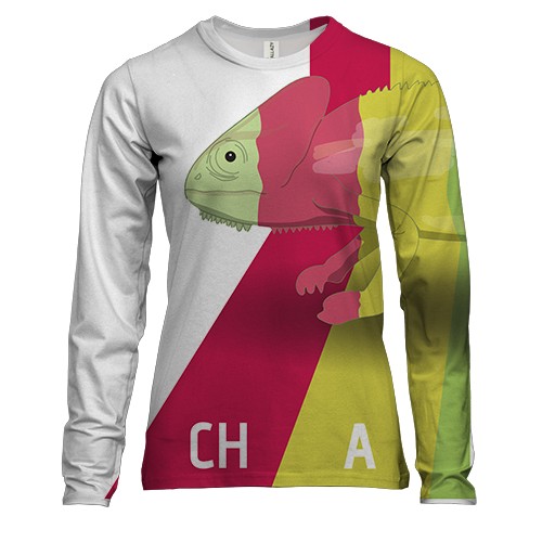Женский 3D лонгслив с радужным хамелеоном