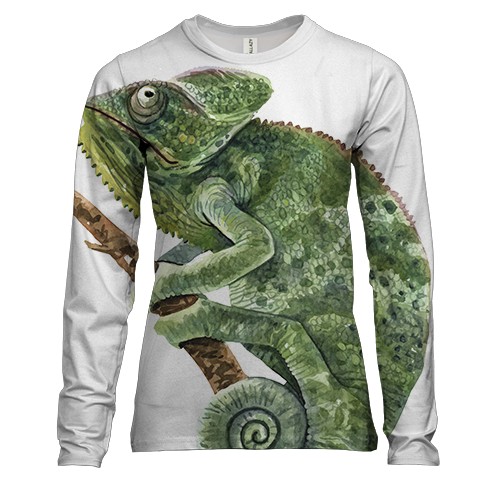 Женский 3D лонгслив с реалистичным хамелеоном