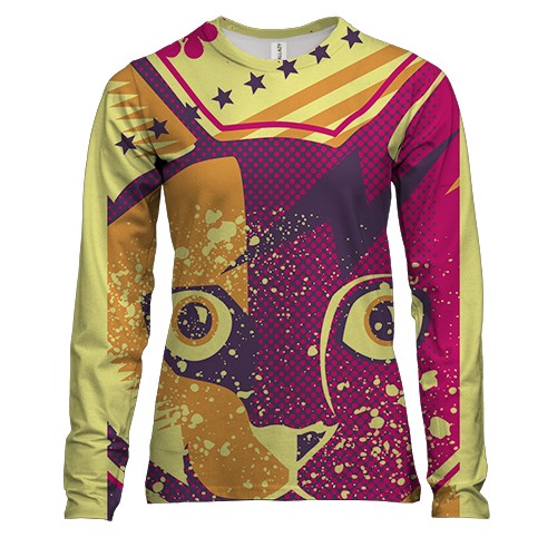 Жіночий 3D лонгслів з арт-котом