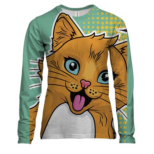 Жіночий 3D лонгслів з рудим котом