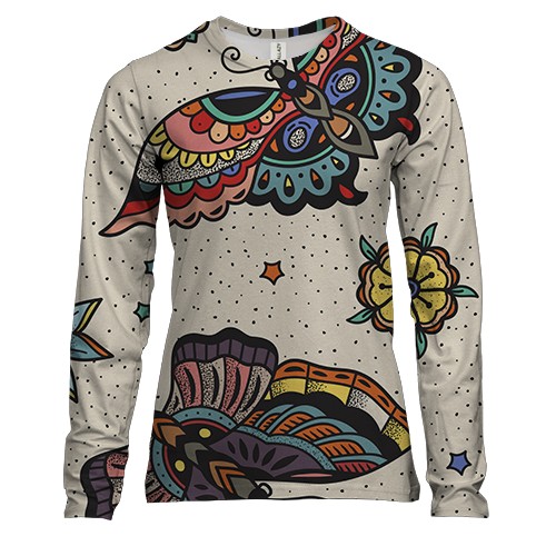 Женский 3D лонгслив с яркими бабочками