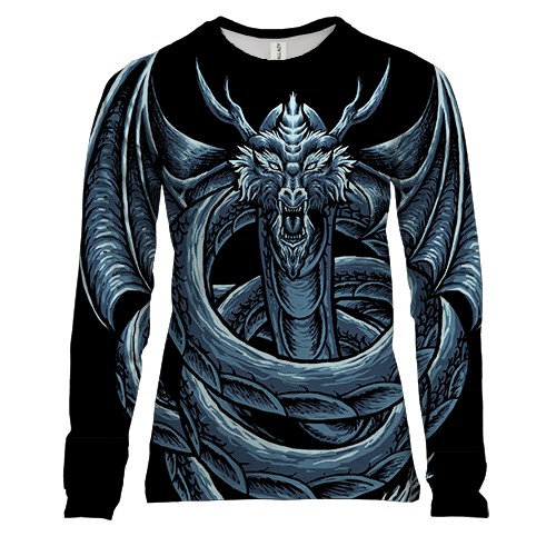 Женский 3D лонгслив с синим змеем