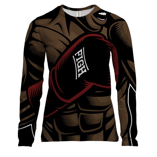 Женский 3D лонгслив с темнокожим боксером