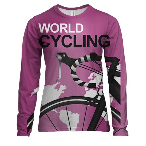 Жіночий 3D лонгслів з жіночим велосипедом