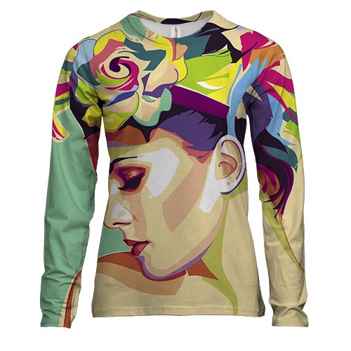 Женский 3D лонгслив Beautiful girl