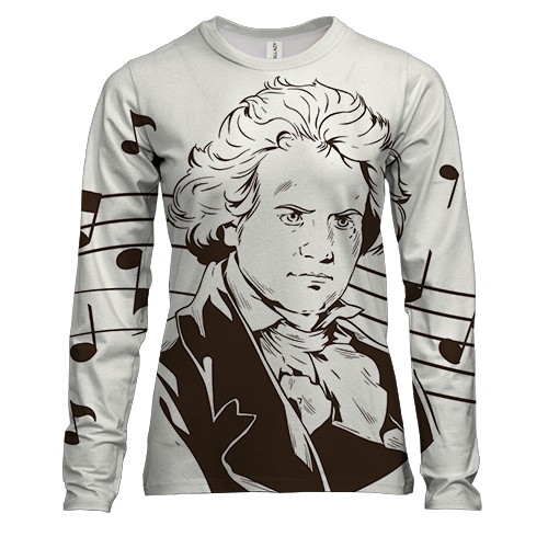 Женский 3D лонгслив с Бетховеном