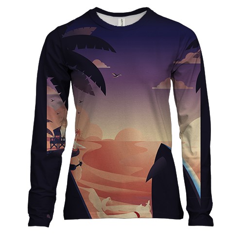 Женский 3D лонгслив с видом пляжа