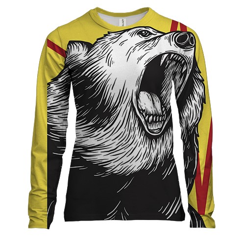 Жіночий 3D лонгслів з арт ведмедем