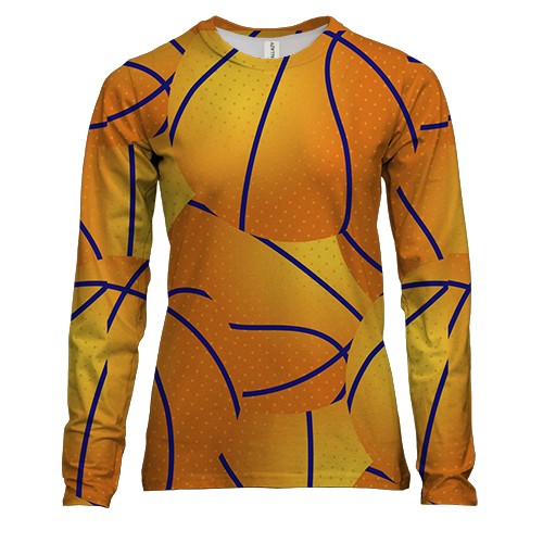 Женский 3D лонгслив с яркими баскетбольными мячами