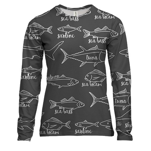 Жіночий 3D лонгслів з різними рибами