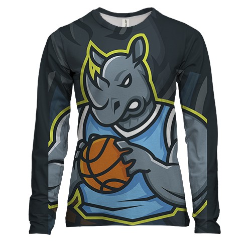 Жіночий 3D лонгслів Basketball носорог