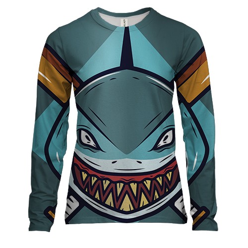 Женский 3D лонгслив с акулой и битами