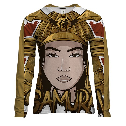 Женский 3D лонгслив с девушкой самураем