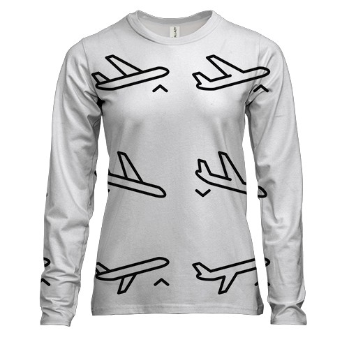 Женский 3D лонгслив с иконками самолетов