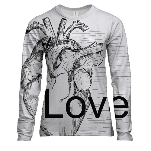 Жіночий 3D лонгслів Love heart