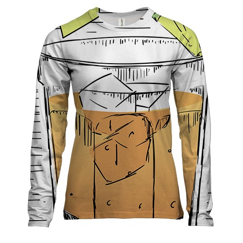 Женский 3D лонгслив с нарисованным коктейлем