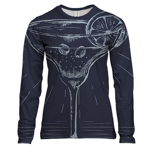 Женский 3D лонгслив с белым коктейлем