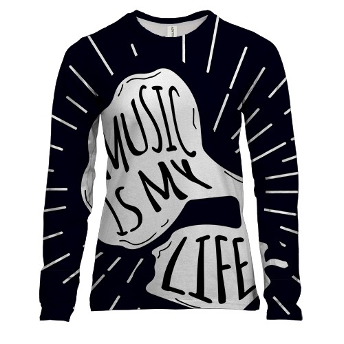 Женский 3D лонгслив Music is my life