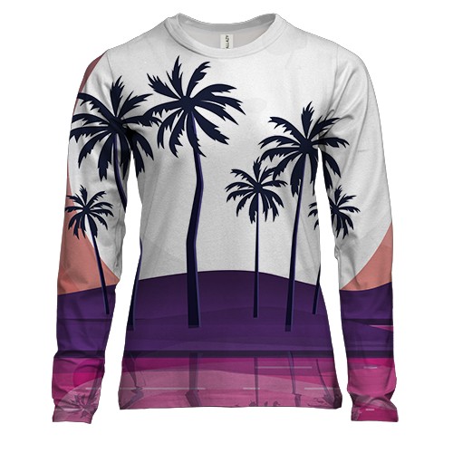 Женский 3D лонгслив с пальмами на берегу