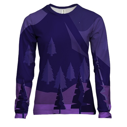 Женский 3D лонгслив с темным лесом