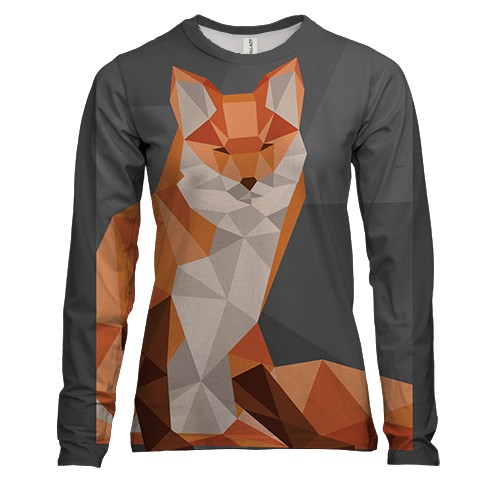 Женский 3D лонгслив с полигональной лисой