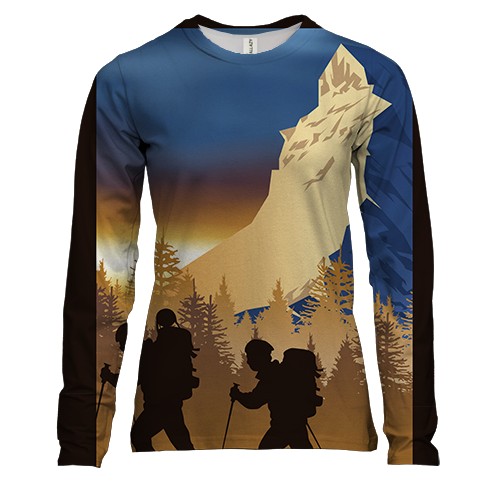 Женский 3D лонгслив с путешественниками