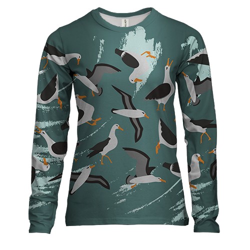 Женский 3D лонгслив с летающими чайками